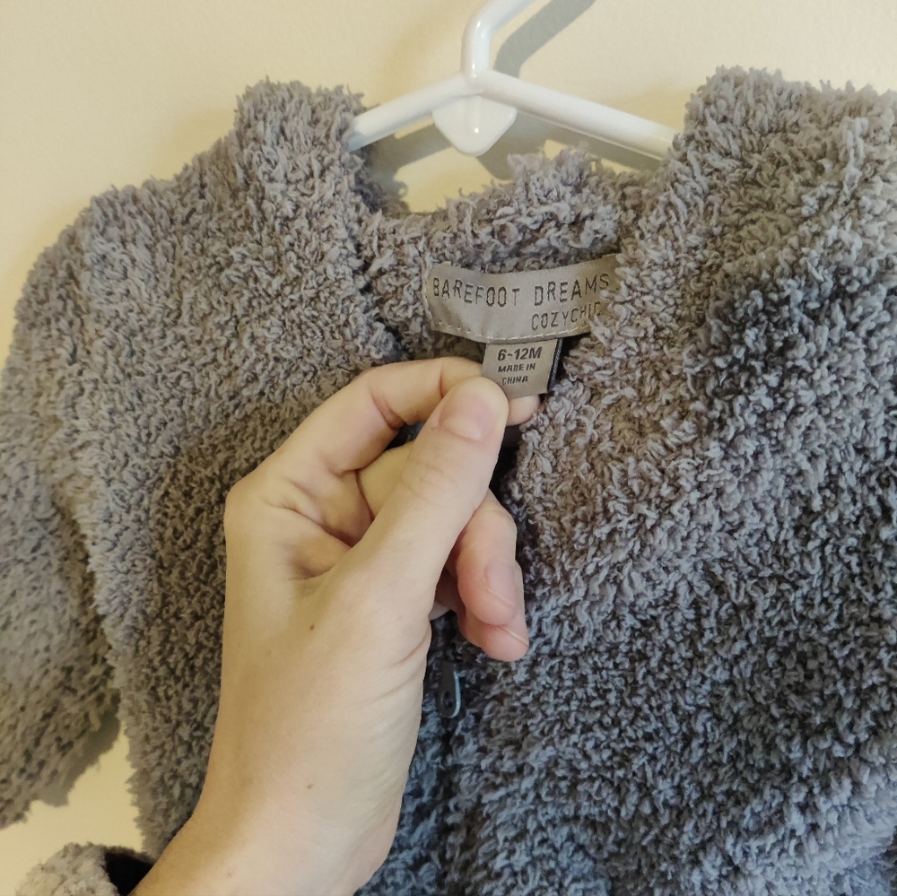 Euc Like New Barefoot Dreams Cozy chic Infant Grey Sweater - Picture 6 of 10